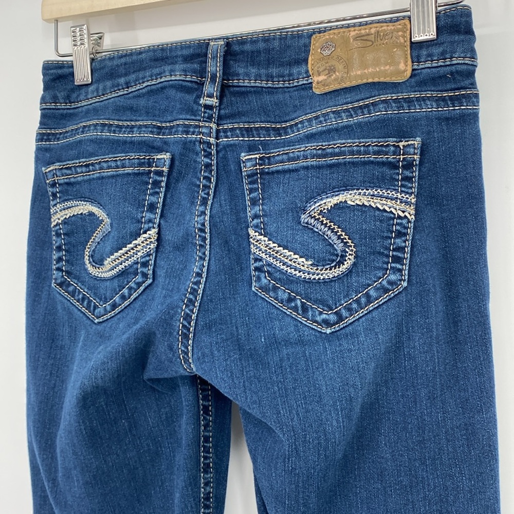 Silver Jeans Tuesday Low Capri Jeans Super Stretch Thick Contrast Stitch - Picture 6 of 10